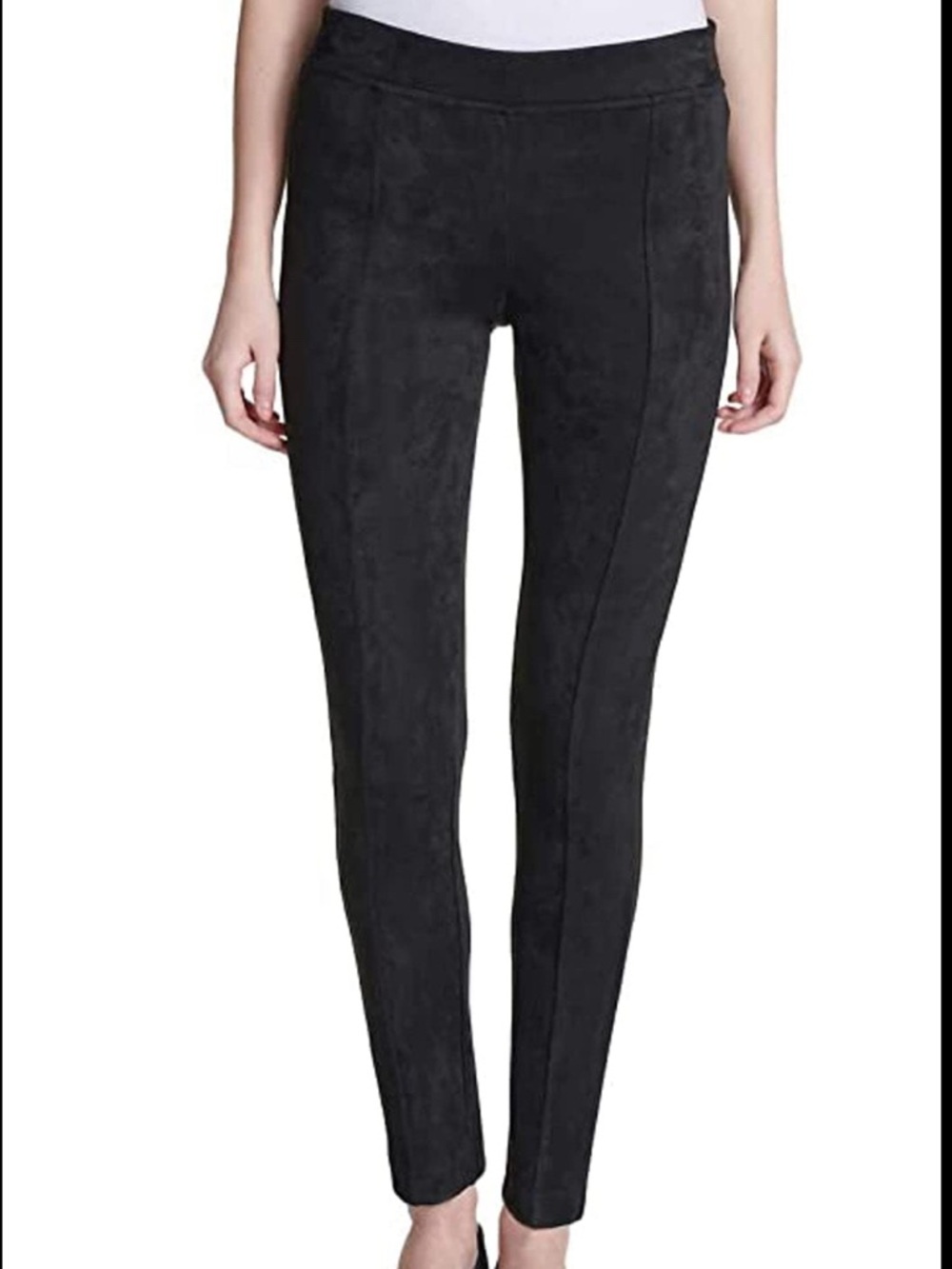 Andrew Marc Classic Black Faux-Suede Pull-On Skinny Pants Leggings